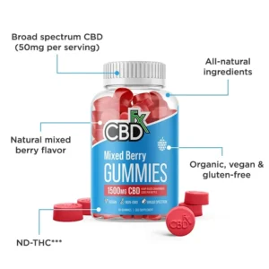 Alternative view of CBDfx, Original Mixed Berry CBD Gummies, Broad Spectrum THC-Free, 60ct, 1500mg CBD