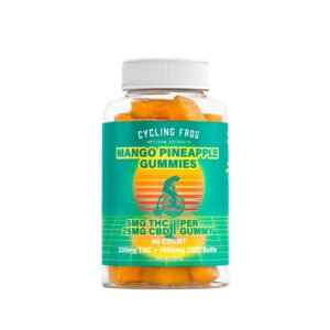 Cycling Frog, 5mg THC + 25mg CBD Gummies, Mango-Pineapple, Full Spectrum, 40ct, 200mg THC + 1000mg CBD