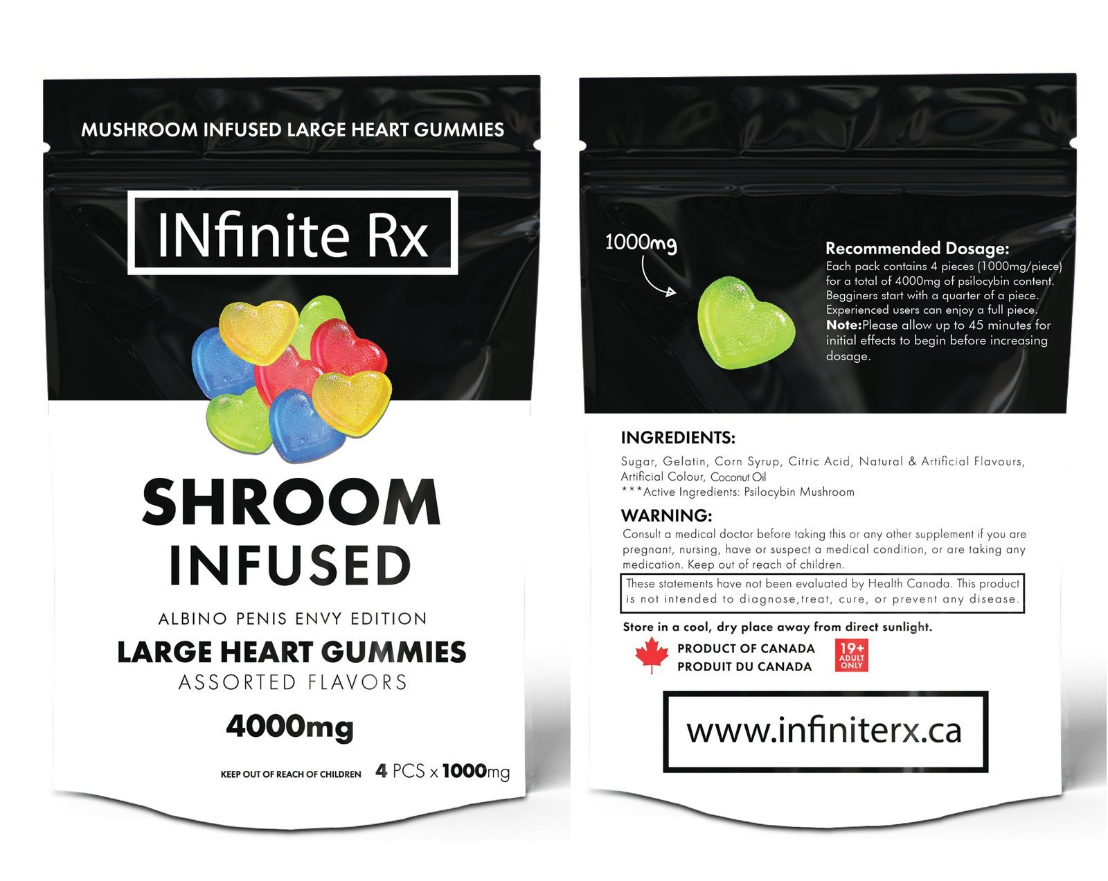 INfinite Rx Shroom Infused Albino Penis Envy Edition Large Heart Gummies Edibles (4000mg) - Image 3