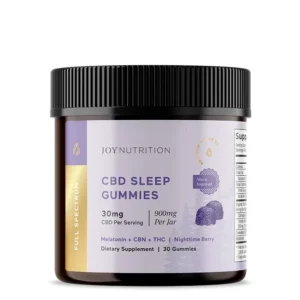 Joy Organics, CBD Sleep Gummies + CBN + THC, Nighttime Berry, Full Spectrum, 30ct, 30mg THC + 90mg CBN + 900mg CBD