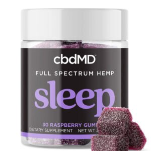 cbdMD, Sleep CBD Gummies, Raspberry, Full Spectrum, 30ct, 90mg THC + 600mg CBN + 1500mg CBD
